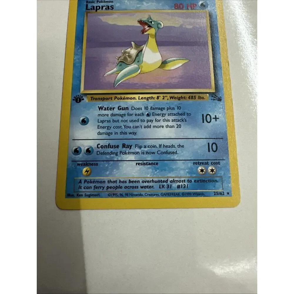 Pokemon Card Lapras 25/62 1st Edition Fossil Vintage Original WOTC 1999 MP